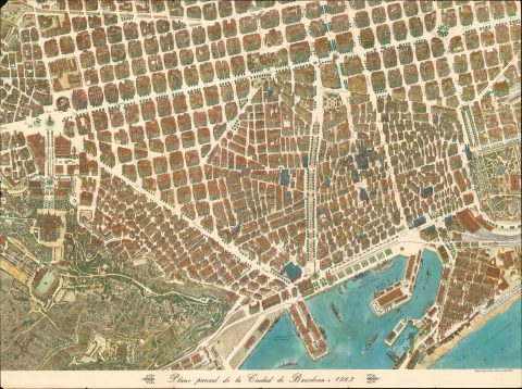 1963 Loeches and Navarro Pictorial Map of Barcelona, Spain