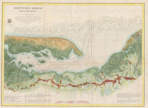 1861 U.S. Coast Survey Map of Barnstable Harbor, Cape Cod, Massachusetts