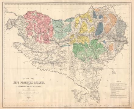 1863 Stanford Map of the Seven Basque Provinces, Spain and France