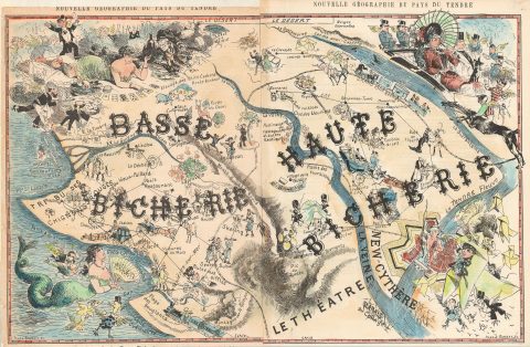1881 Sahib Pictorial Map of Provinces of Prostitution in the Country of Love