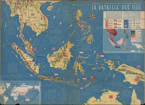 1941 Mercier Map of the East Indies Before the Japanese Onslaught of 1941