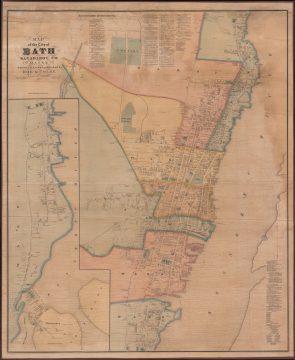 1873 Roe and Colby Wall Map of Bath, Maine