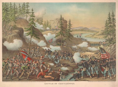 1888 Kurz and Allison View of the American Civil War Battle of Chattanooga