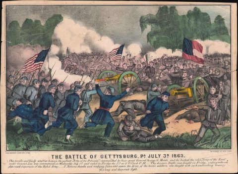 1863 Currier and Ives View of the Battle of Gettysburg during the American Civil War
