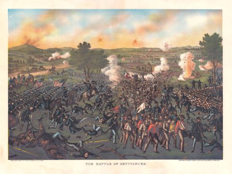 1884 Kurz and Allison View of the Civil War Battle of Gettysburg