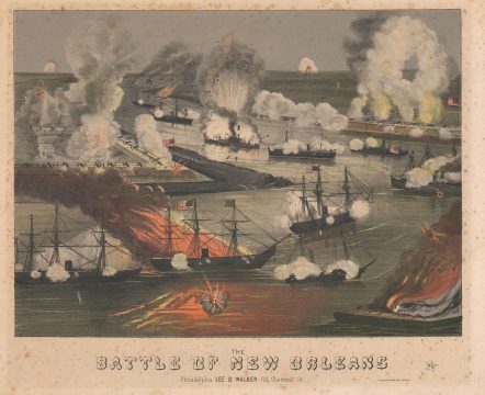 1862 Sinclair View of the U.S. Civil War Battle of Forts Jackson and St. Philip