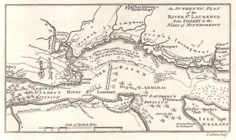 1759 Gibson Map of  Battle of Quebec, Canada during the French and Indian War