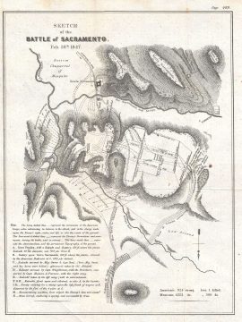 1847 U.S. Govt. Map of the Mexican War Battle of the Rio Sacramento in Mexico