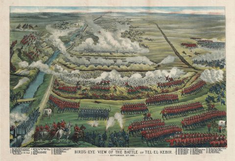 1890 Bacon Bird's-Eye View of the Battle of Tel-El-Kebir, Egypt