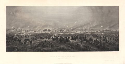 1876 John Bachelder / James Walker View of the Battle of Gettysburg, 3rd Day
