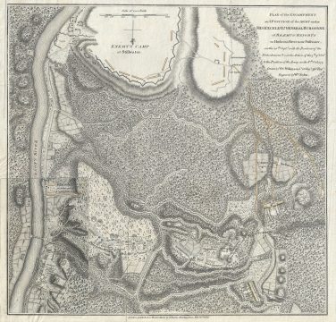 1780 Wilkinson and Faden Map of Battle of Saratoga New York (Revolutionary War)