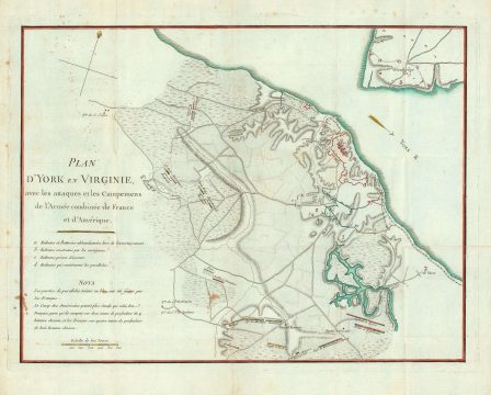 1787 Soules Map of Yorktown Showing the Final Battle of the American Revolution
