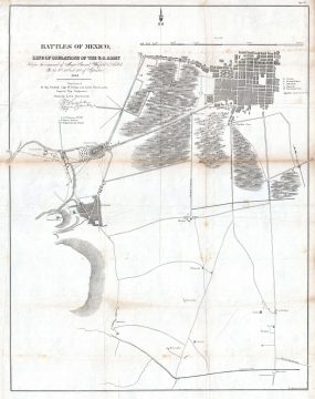 1847 Hardcastle Map of Battle of Mexico City during the Mexican-American War