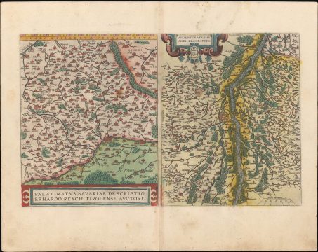 1595 Ortelius Map of Bavaria, Alsace