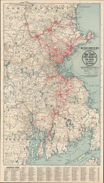 1917 Bay State Street Railway Map of New England, Interurban Trolley Lines