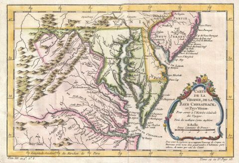 1757 Bellin Map of the Chesapeake Bay and Surrounding States