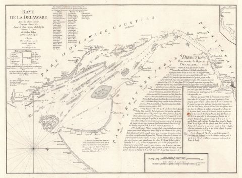 1777 Le Rouge Nautical Chart or Maritime Map of Delaware Bay