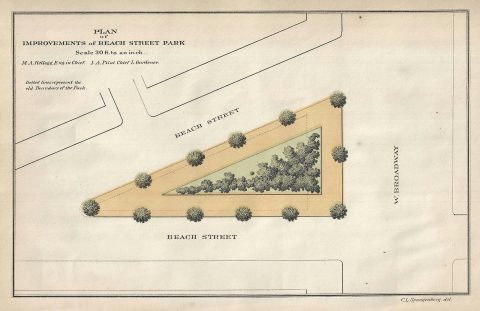 1871 Kellogg and Pilat Map or Plan of Beach Street Park (Tribeca Park), New York City