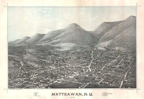 1886 Burleigh Bird's-Eye View of Beacon / Matteawan, New York