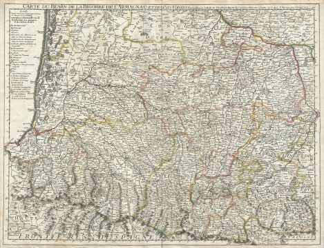 1712 Delisle Map of the Armagnac, Bearn and Bigorre Regions of France (Armagnac Brandy Region)