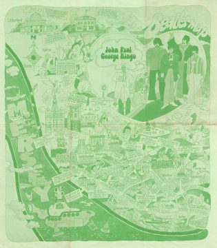 1974 City of Liverpool Beatles Pictorial Map of Liverpool