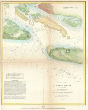 1851 U. S. Coast Survey Chart or Map of Beaufort Harbor, North Carolina