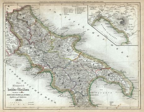 1853 Meyer Map of Southern Italy (Northern Naples)