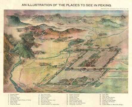1956 Chinese View Map of Beijing or Peking, China