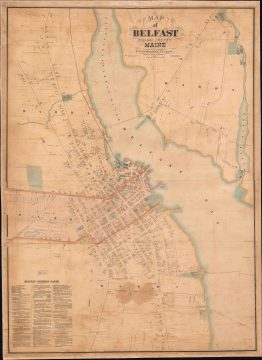 1875 Sanford and Leggett Wall Map of Belfast, Waldo County, Maine