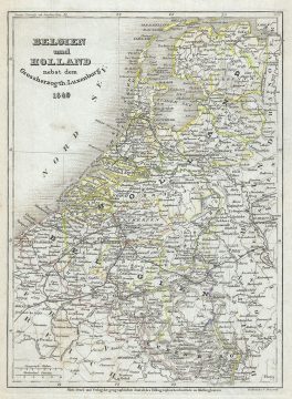 1849 Meyer Map of Holland (The Netherlands) and Belgium and Luxembourg