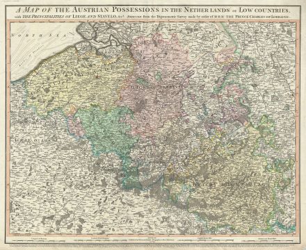 1789 Faden Map of Belgium and Luxemburg or the Low Countries under Austrian Possession