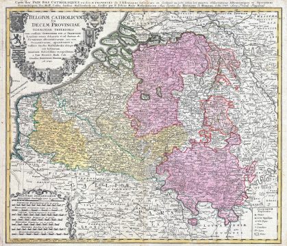 1730 Homann Heirs Map of Belgium and Luxembourg