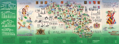 1948 Belgian Tourism Commissariat Pictorial Map of Belgium and Luxembourg