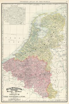 1892 Rand McNally Map of Belgium and the Netherlands