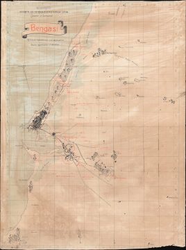 1912 Italian Army Chart or Map of Benghazi, Libya