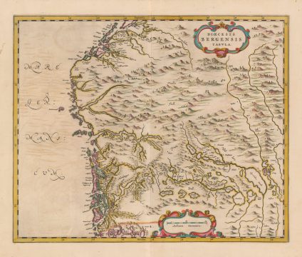 1659 Blaeu Map of the Diocese of Bergen, Norway