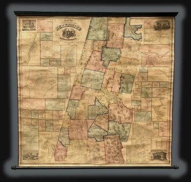 1858 Walling Wall Map of Berkshire County, Massachusetts (the Berkshires)