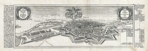 1717 Bodenehr Map and View of Berlin, Germany