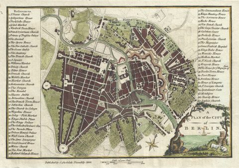 1800 Stockdale Map or Plan of the City of Berlin, Germany