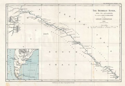 1899 Bolland Map of the Bermejo River, Argentina