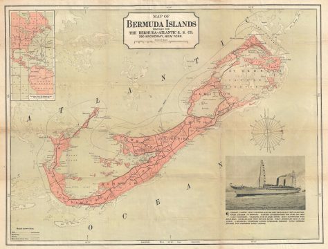 1902 Bermuda-Atlantic Steamship Company Map of Bermuda
