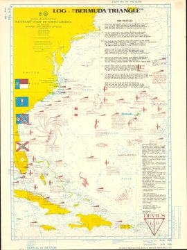 1976 Devil's Triangle LTD Map of the Bermuda Triangle