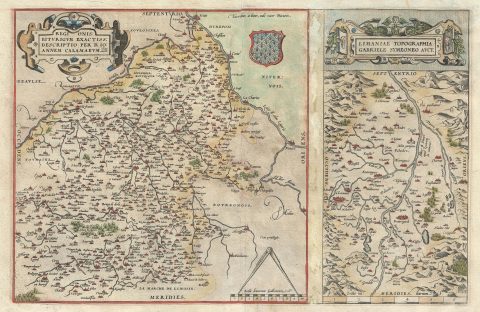 1579 Ortelius Map of Berry and the Allier River Valley