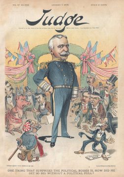 1899 Judge Political Cartoon Marveling at the Political Status of Admiral Dewey