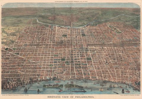1872 Harper's Bird's-Eye View of Philadelphia, Pennsylvania