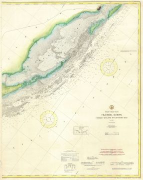1909 U.S. Coast Survey Map of Key Biscayne Bay (Miami), Florida