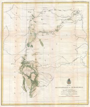 1874 Ludlow and Custer Map of The Black Hills