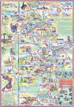 1947 Pyle Pictorial Map of the Black Hills, South Dakota