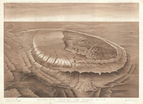 1879 Newton Bird's-Eye View of the Black Hills, South Dakota (Gold Rush)