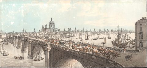 1860 Wizani View of Old Blackfriars Bridge, London